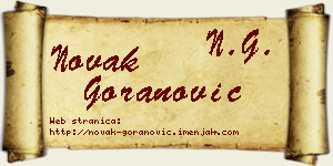 Novak Goranović vizit kartica